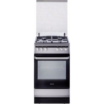 Inventum VFG5020GRVS - Vrijstaand gasfornuis - Elektrische oven - 4 kookzones - 50 cm - 62 liter - RVS Zwart