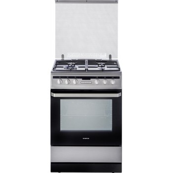 Inventum VFG6034WGRVS - Vrijstaand gasfornuis - Elektrische oven - 4 kookzones - 60 cm - 65 liter - RVS