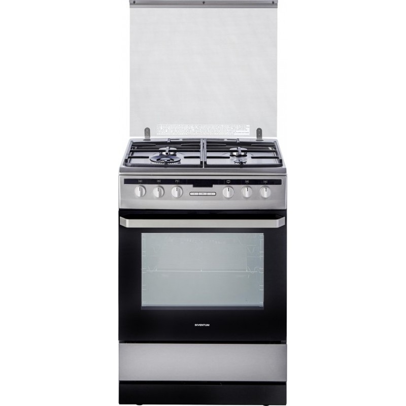 Inventum VFG6034WGRVS - Vrijstaand gasfornuis - Elektrische oven - 4 kookzones - 60 cm - 65 liter - RVS