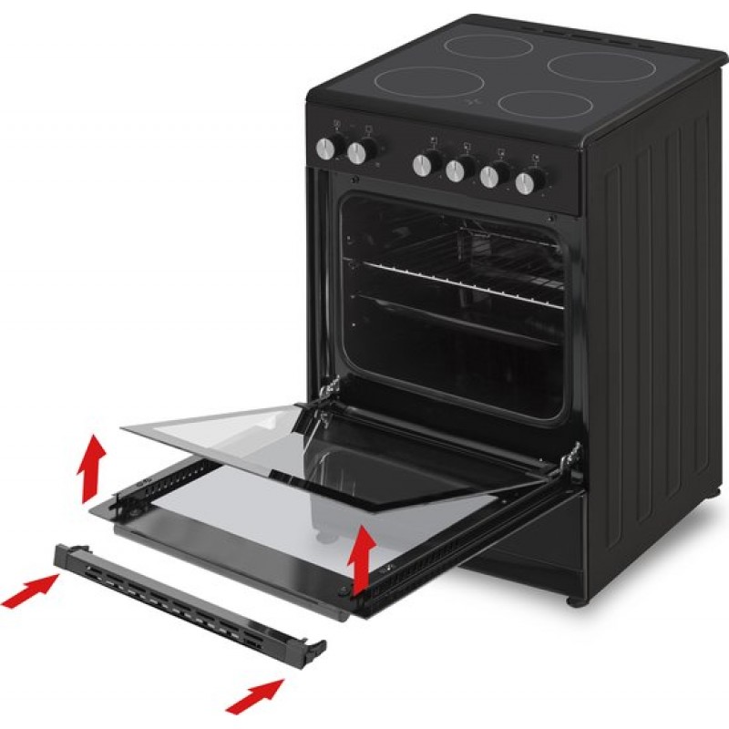 Everglades EVCK5030 - Keramisch Fornuis - Zwart - 50CM - 48 Liter - 2 Fasen