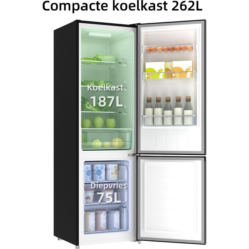 CHiQ FBM260L - Koel-vriescombinatie - 260 Liter - Donker RVS - Low Frost