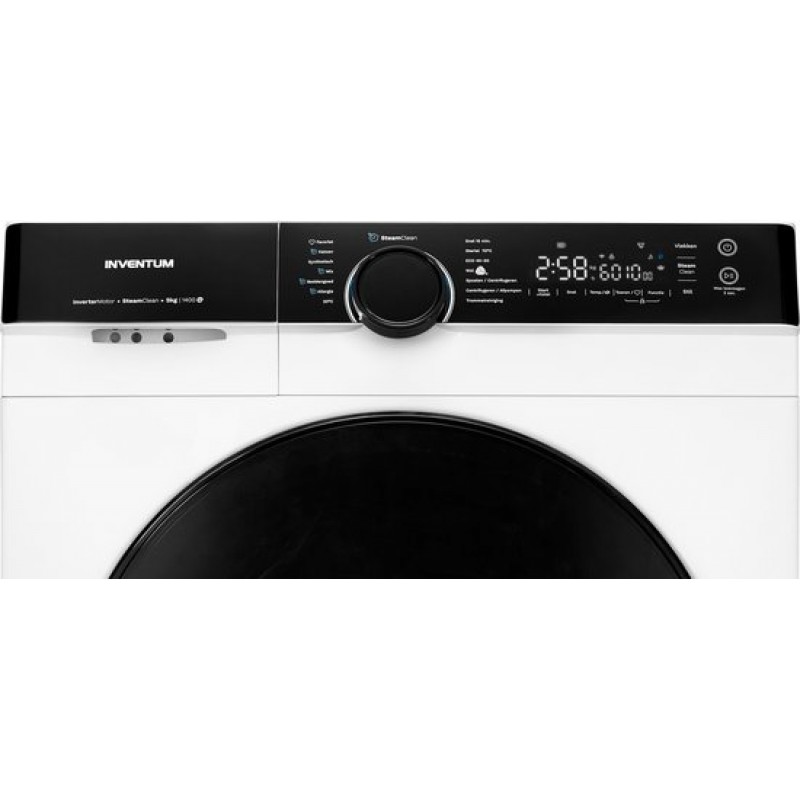 Inventum VWM9010W - Wasmachine - 9kg - 14 programma's - 1400 toeren - Energieklasse A - Steam Clean - Wit-Zwart