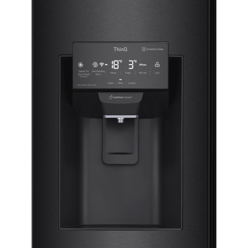 LG GMX844MCBF Amerikaanse koelkast met InstaViewDoor-in-Door- Smal design - 508L inhoud - DoorCooling- Water- en ijsdispenser met UVnano- Inverter Linear Compressor