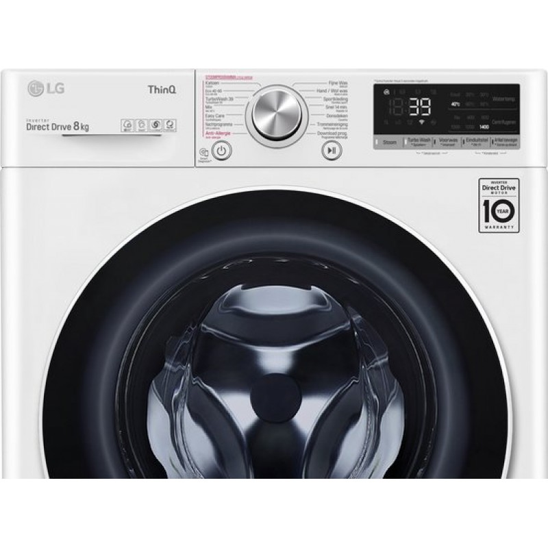 LG F4WV708S0E - A-10% - 8 kg Wasmachine met TurboWash™ 39 - Slimme AI DD™ motor - Hygiënisch wassen met stoom - ThinQ™