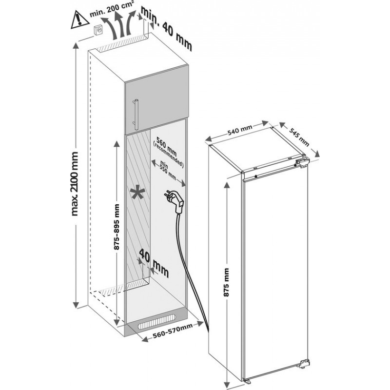 Inventum IKK0882D - Inbouw koelkast - Nis 88 cm - 126 liter - Superkoelen - 4 plateaus - Deur op deur - Wit