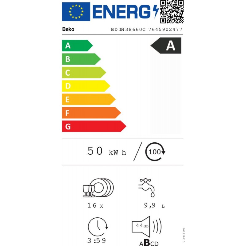 Beko BDIN38660C - CornerIntense® - Inbouwvaatwasser -Energielabel A