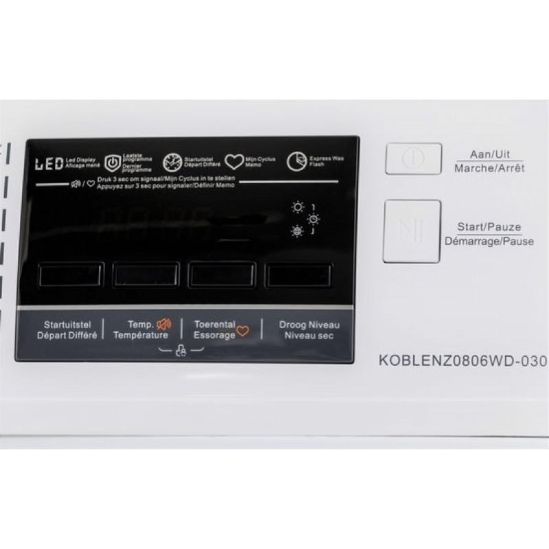 Frilec KOBLENZ0806WD-030 - Wasdroogcombinatie - Wit - 8kg Laadvermogen