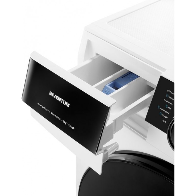 Inventum VWM9010W - Wasmachine - 9kg - 14 programma's - 1400 toeren - Energieklasse A - Steam Clean - Wit-Zwart