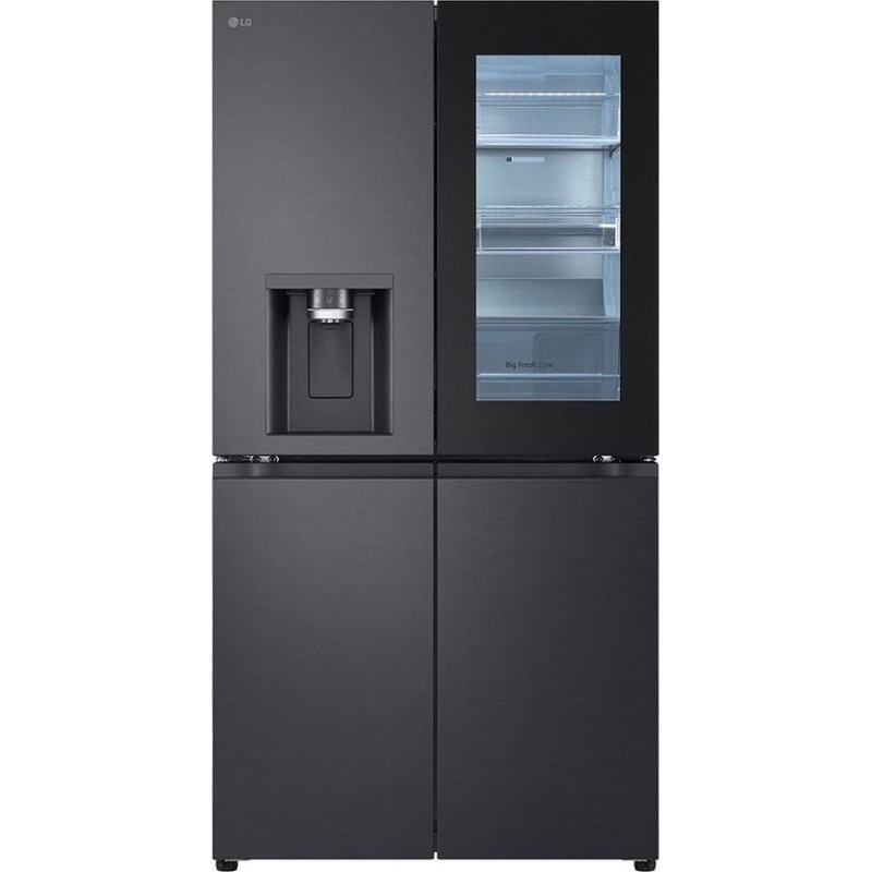 LG GMG960EVEE French Door model, 4 deurs, CRAFT ICE (ijsballen van 5 cm ), Metal Fresh (achterwand is van RVS, dit is hygienischer en koelt sneller), Black Steel,