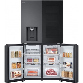 LG GMG960EVEE French Door model, 4 deurs, CRAFT ICE (ijsballen van 5 cm ), Metal Fresh (achterwand is van RVS, dit is hygienischer en koelt sneller), Black Steel,