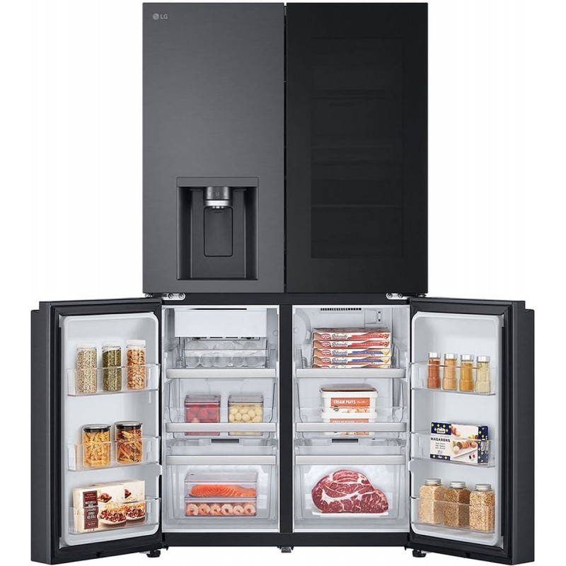 LG GMG960EVEE French Door model, 4 deurs, CRAFT ICE (ijsballen van 5 cm ), Metal Fresh (achterwand is van RVS, dit is hygienischer en koelt sneller), Black Steel,