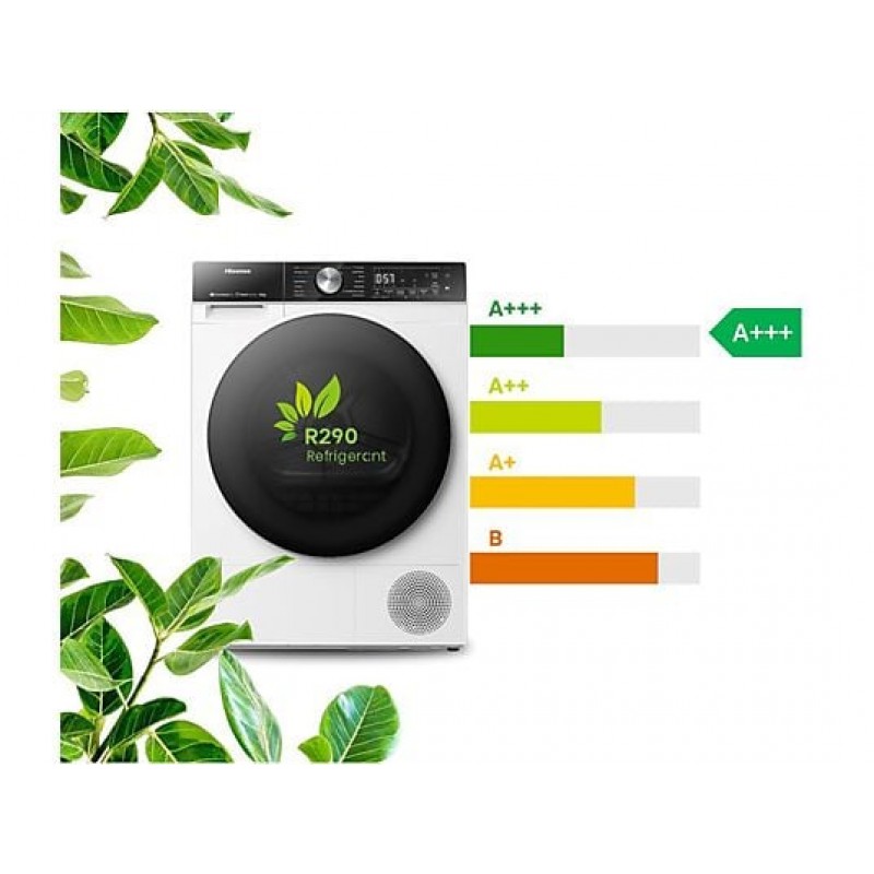 HISENSE DH5S102BW - Warmtepompdroger - 10 kg - 64 dB - Energielabel A+++