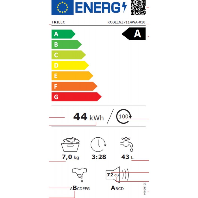 Frilec KOBLENZ7114WA-010 - Wasmachine - Energielabel A - 7 kilo - Met startuitstel