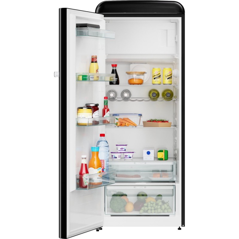 ETNA KVV7154LZWA - Retro koelkast met vriesvak - Linksdraaiend - Zwart - 154 cm