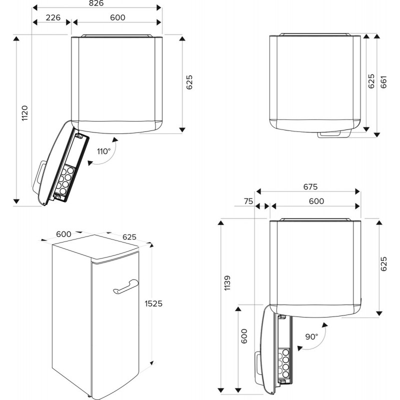 ETNA KVV7154LZWA - Retro koelkast met vriesvak - Linksdraaiend - Zwart - 154 cm