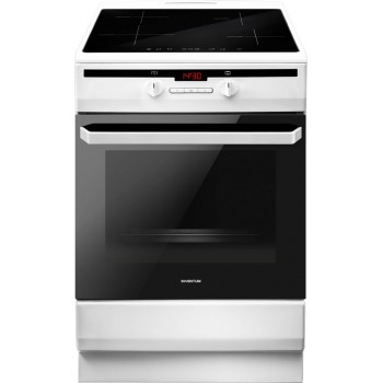  Inventum VFI6042WIT - Vrijstaand inductie fornuis - Elektrische oven - 4 kookzones - 60 cm - 65 liter - Wit-Zwart