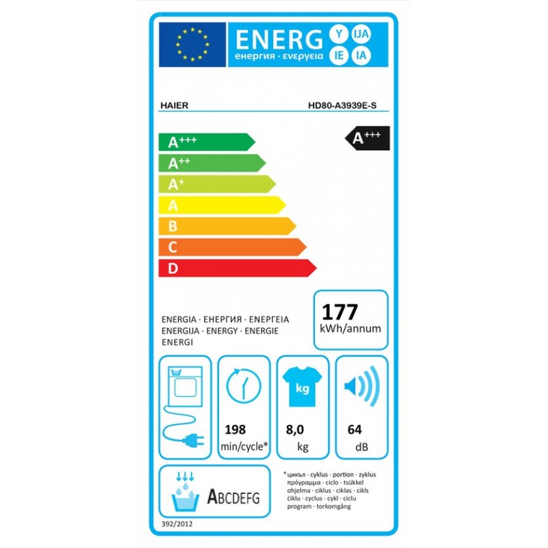 Haier HD80-A3939E-S - Wasdroger