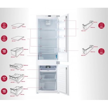 Inventum IKV1788S - Inbouw koel-vriescombinatie - Nis 178 cm - 243 liter - No Frost - Verslade - Sleepdeur - Wit