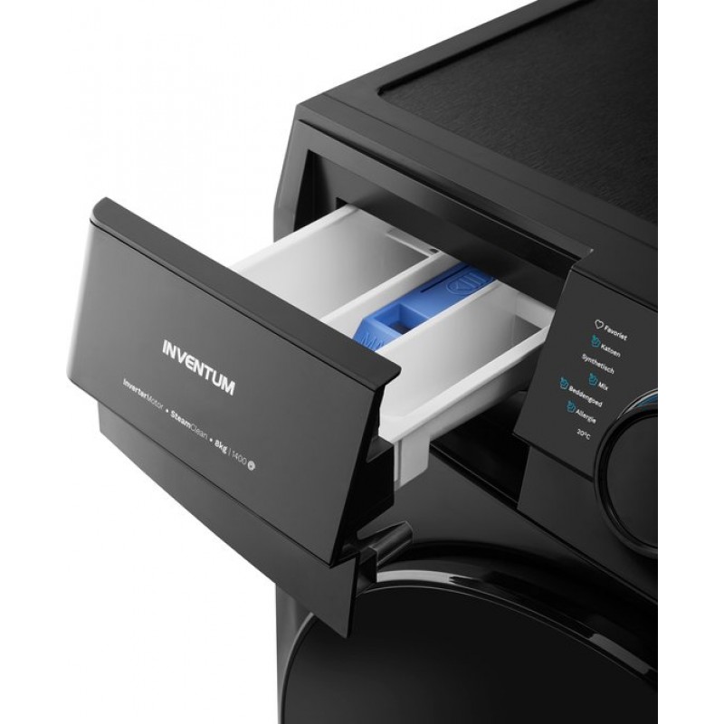 Inventum VWM8010B - Wasmachine - 8kg - 14 programma's - 1400 toeren - Energieklasse A - Steam Clean - Zwart