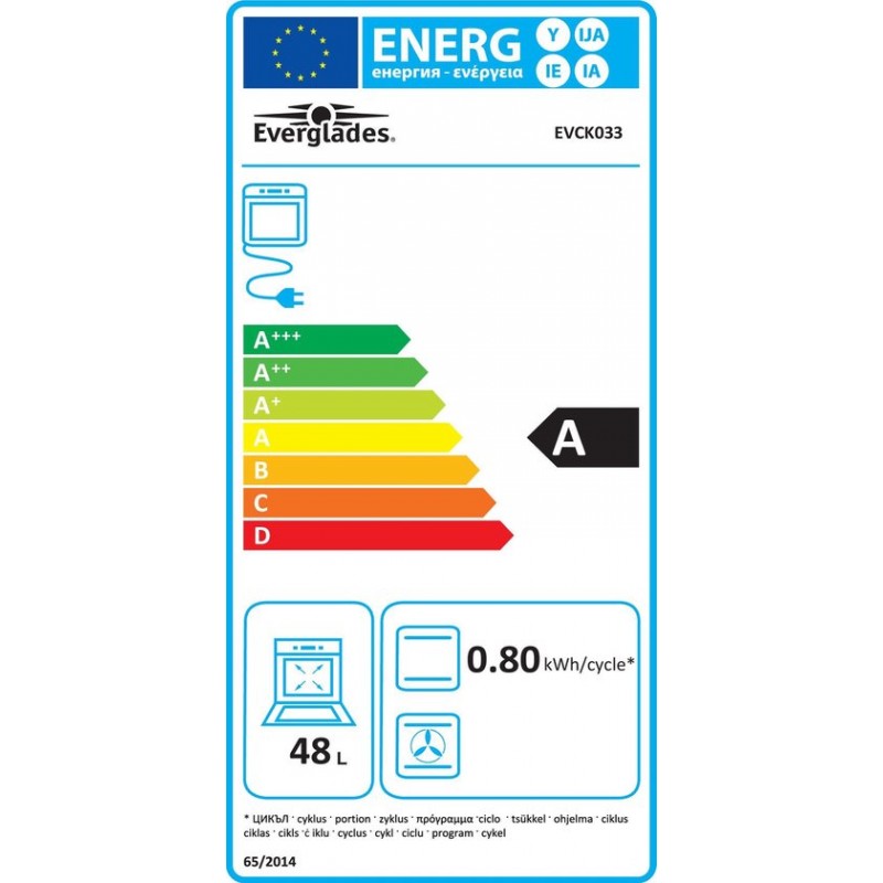Everglades EVCK033 - Gasfornuis - RVS - 50CM - 46 Liter