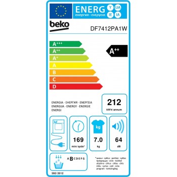 Beko DF7412PA1W - RecycledDry- Warmtepompdroger - Wit