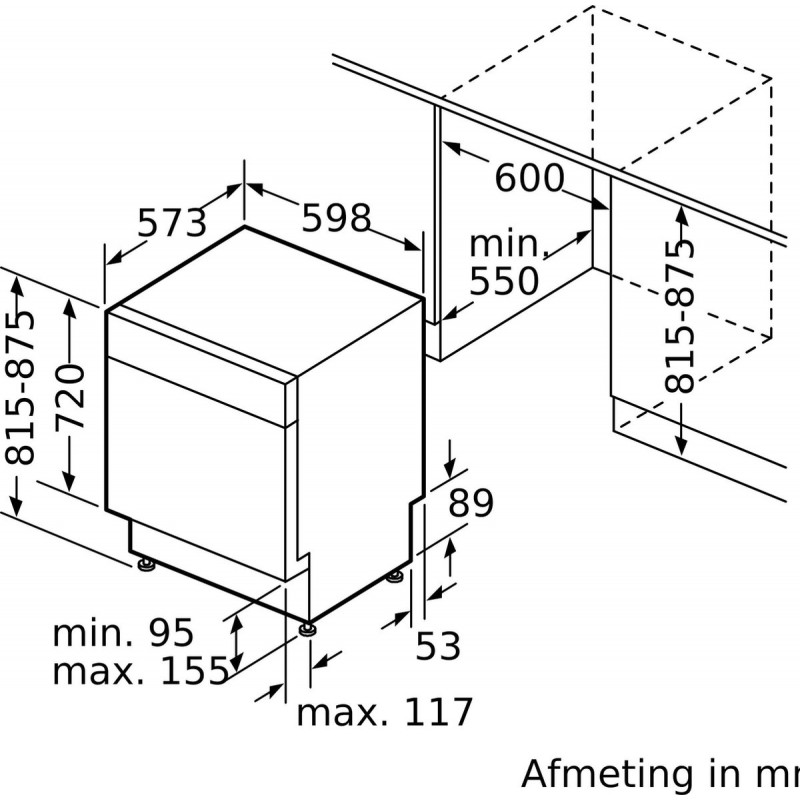 Bosch SMU4HTS00E - Serie 4 - Inbouwvaatwasser - Onderbouw - RVS
