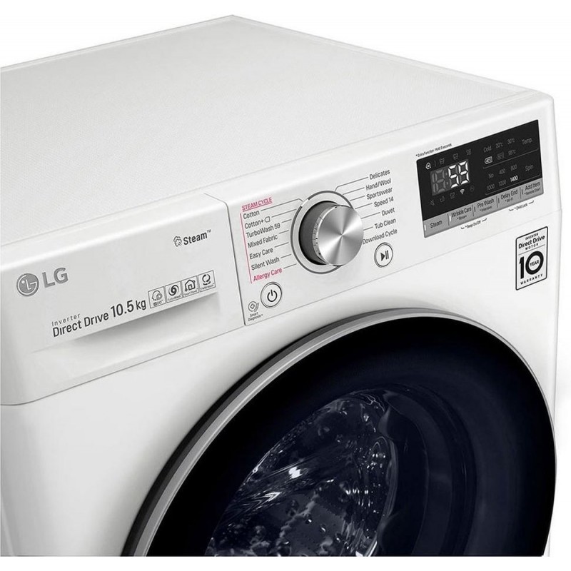 LG F6WV910P2E - 10.5 kg Wasmachine met TurboWash™ 39 - Slimme AI DD™ motor - Minder strijken door stoom - ThinQ™