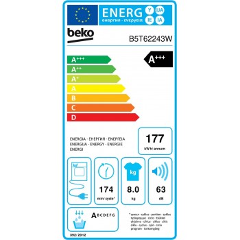 BEKO WARMTEPOMPDROGER B5T62243W - Duits Display