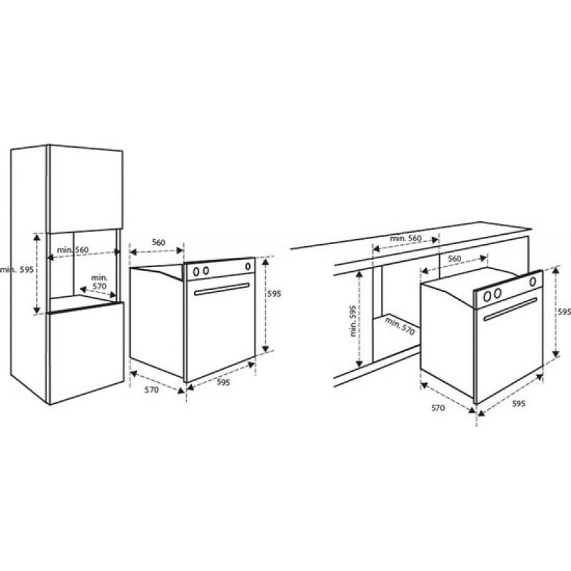 Inventum IOC6070GK - Inbouw oven - Conventioneel - Eco stand - 70 liter - 60 cm hoog - Tot 250 graden - Zwart/RVS