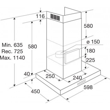 ETNA AB661RVS - Slimline schouwkap - 60 cm - RVS