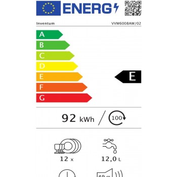 Inventum VVW6008AW - Vaatwasser - Vrijstaand - 12 couverts - 3 programma’s - Bestekmandje - Wit