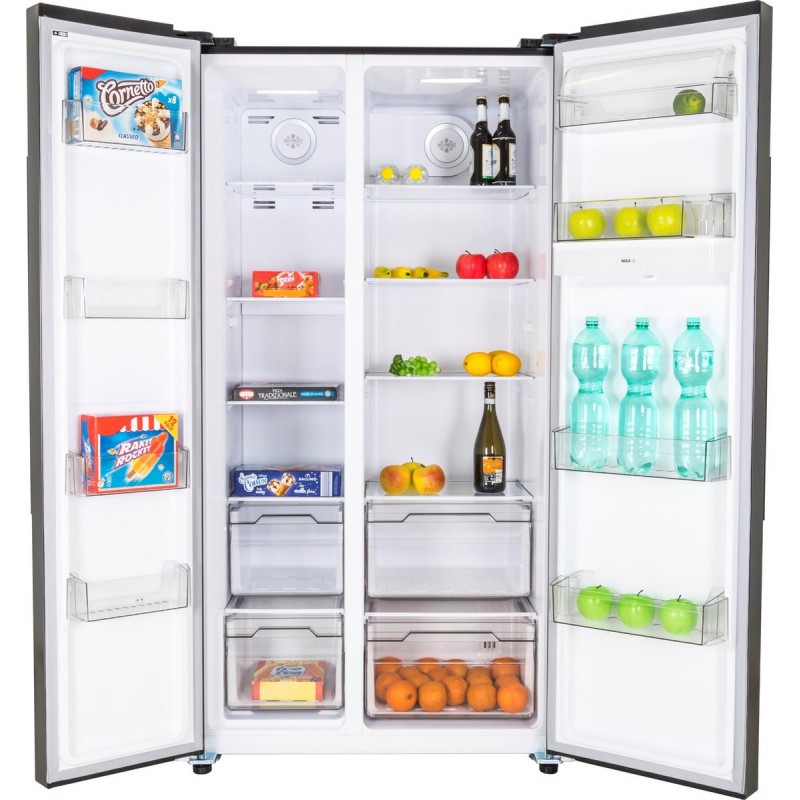 Frilec BONNSBS656-W-040EDI - Amerikaanse Koelkast - Dark Inox