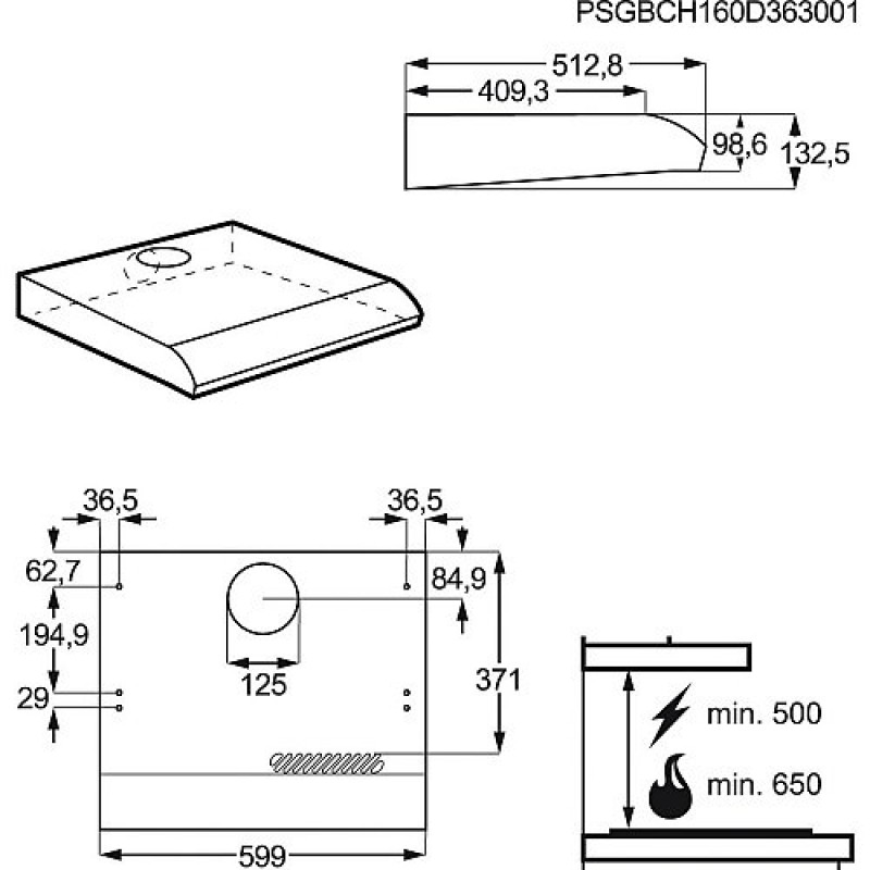 AEG DUB1611 - Afzuigkap - Onderbouw