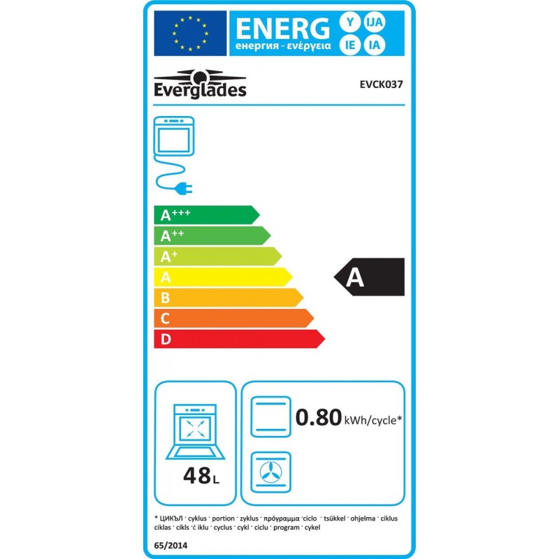 Everglades EVCK037 - Elektrisch fornuis - Wit - 50CM - 48 Liter