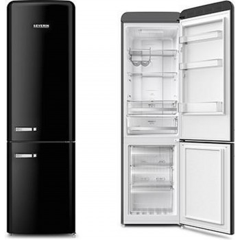 Severin 8928 - Koelvriescombinatie vrijstaand - retro koelkast - zwart