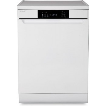 Sharp QWNA1DF45EWEU-vrijstaande vaatwasser-60cm-besteklade + topsproeier-wit
