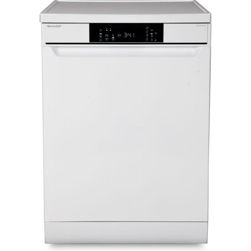 Sharp QWNA1DF45EWEU-vrijstaande vaatwasser-60cm-besteklade + topsproeier-wit