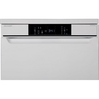 Sharp QWNA1DF45EWEU-vrijstaande vaatwasser-60cm-besteklade + topsproeier-wit