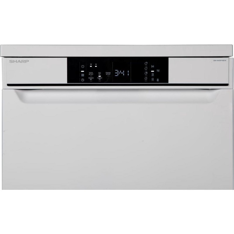 Sharp QWNA1DF45EWEU-vrijstaande vaatwasser-60cm-besteklade + topsproeier-wit