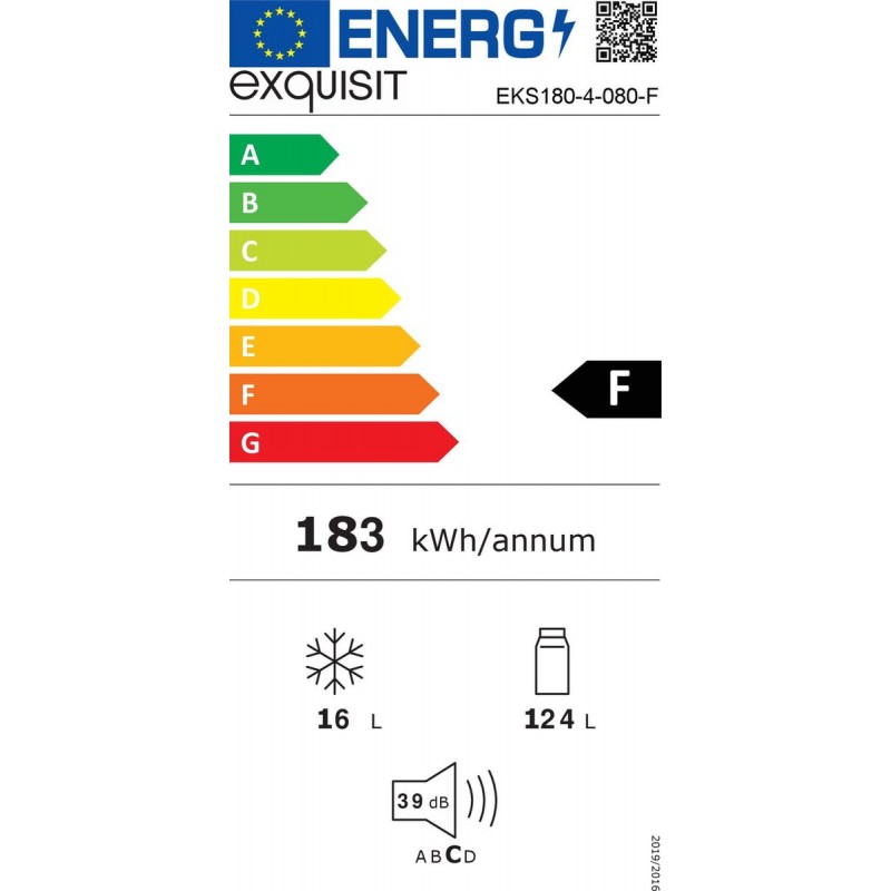 Exquisit EKS180-4-080F - Inbouw Koelkast - 140 Liter - LED verlichting - 39 dB - Wit