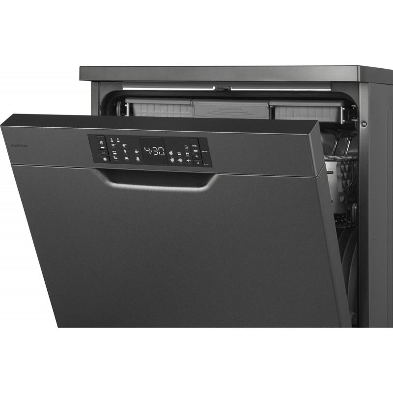 Inventum VVW6040AB - Vaatwasser - Vrijstaand - 15 couverts - 8 programma’s - Besteklade - Bestekmandje - Zwart RVS