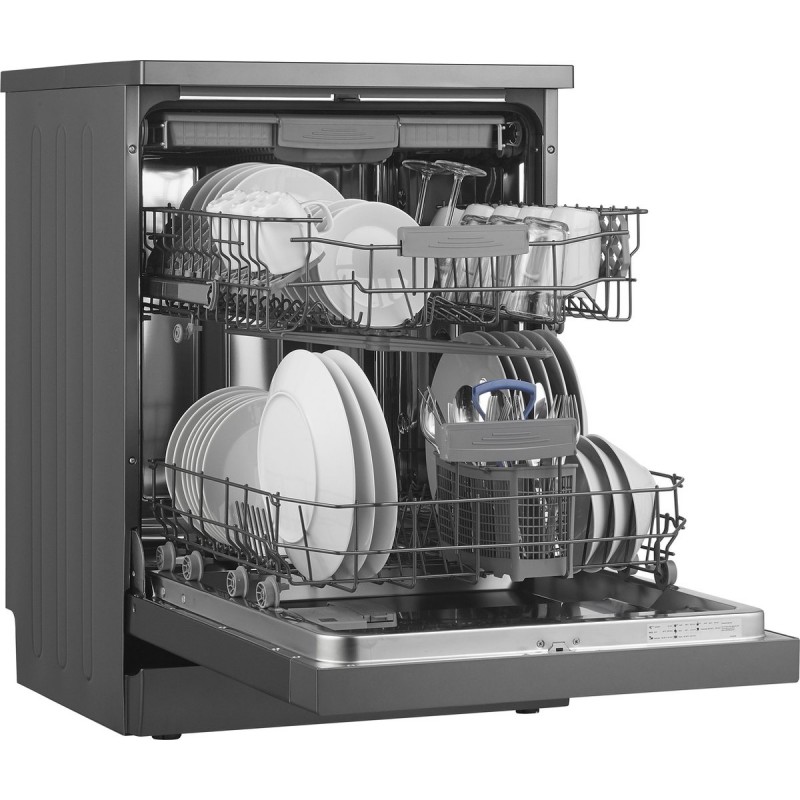 Inventum VVW6040AB - Vaatwasser - Vrijstaand - 15 couverts - 8 programma’s - Besteklade - Bestekmandje - Zwart RVS