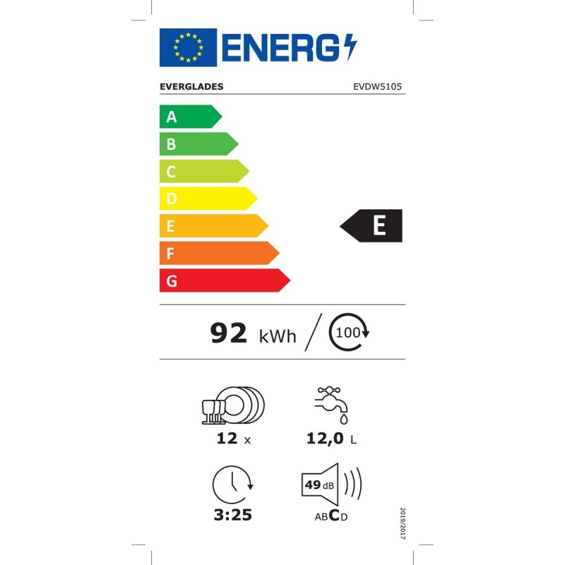 Everglades EVDW5105 Vaatwasser zwart