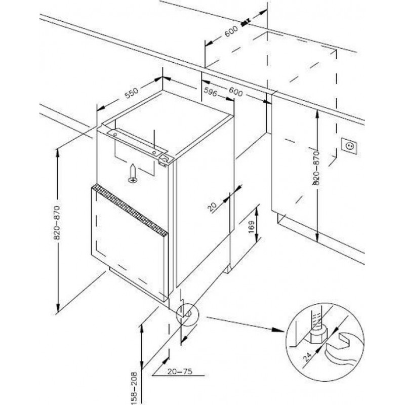 Exquisit UKS130-4-FE-010E  - Inbouw koelkast - 111 Liter - Deur op Deur systeem