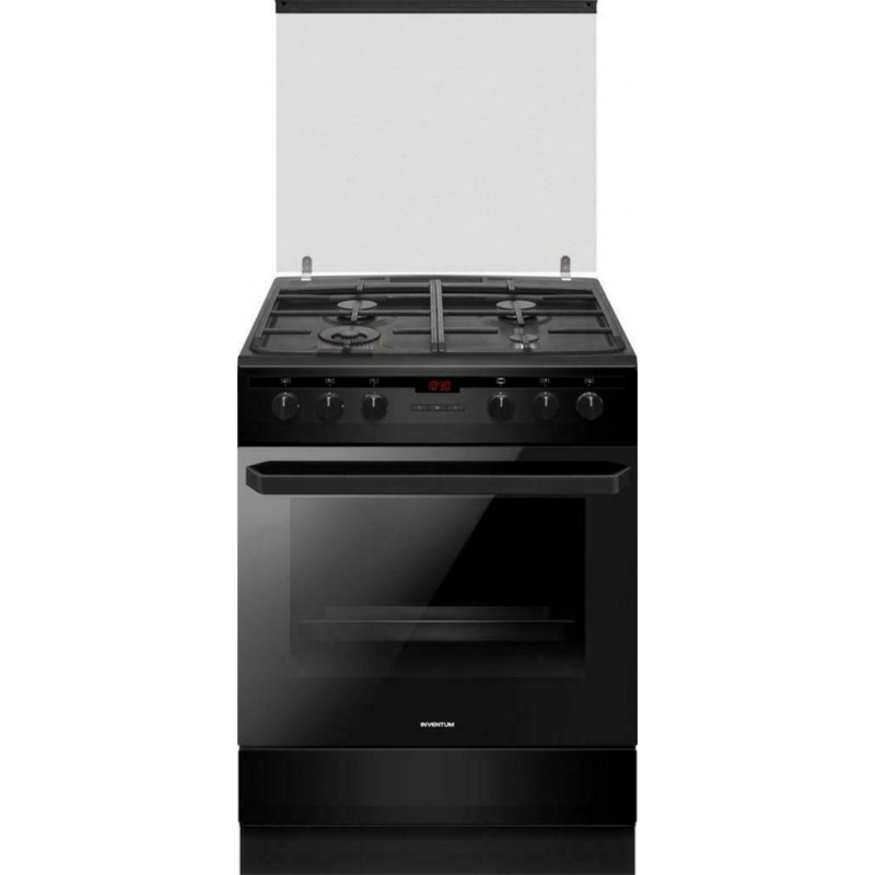 Inventum VFG6034WGZWA - Vrijstaand gasfornuis - Elektrische oven - 4 kookzones - 60 cm - 65 liter - Zwart