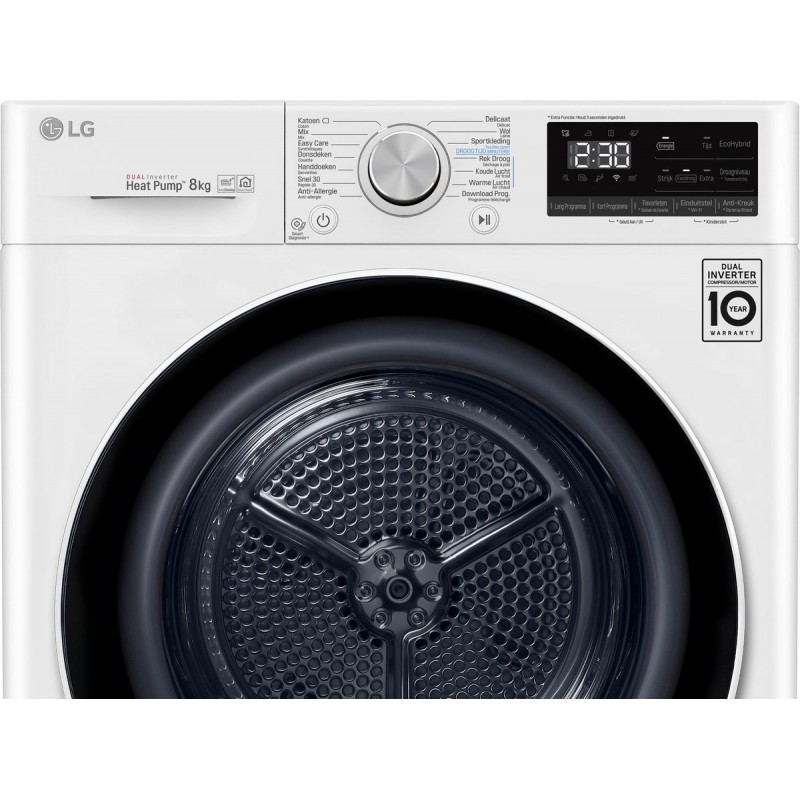 LG RH80V9AV4N - 8 kg droger met DUAL Inverter Heat pump™ - Supersnel of Superzuinig - Auto Cleaning Condensor - ThinQ