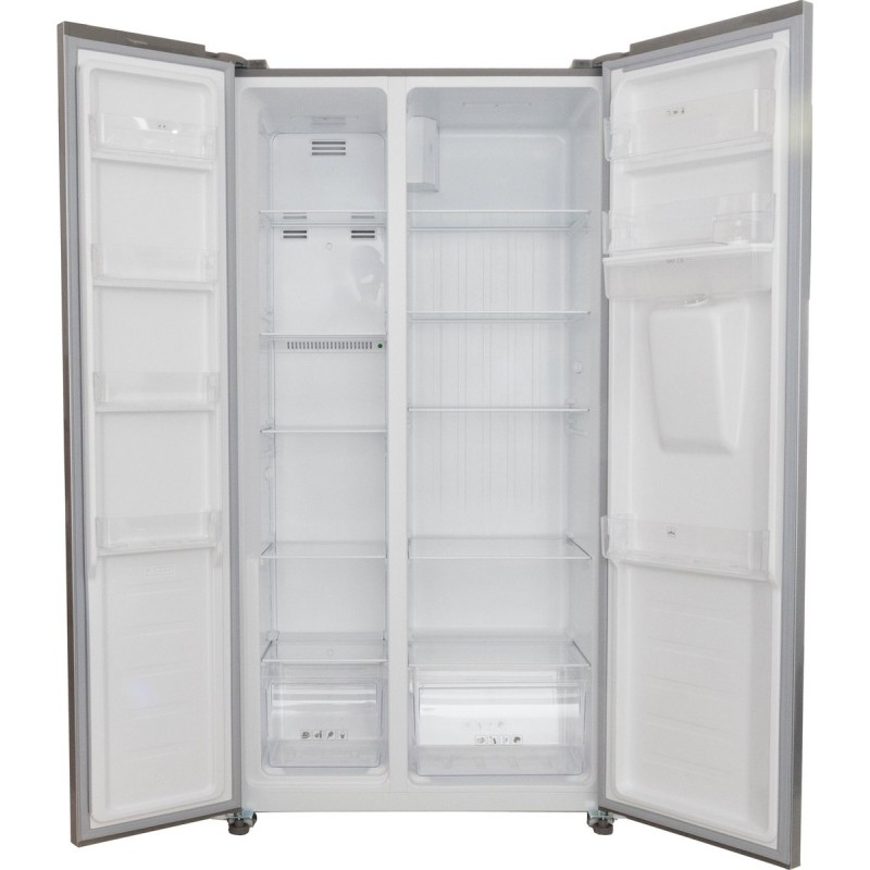 Exquisit SBS146-WS-040ES - Amerikaanse koelkast - Waterdispenser - Display - 439 liter - Zilver