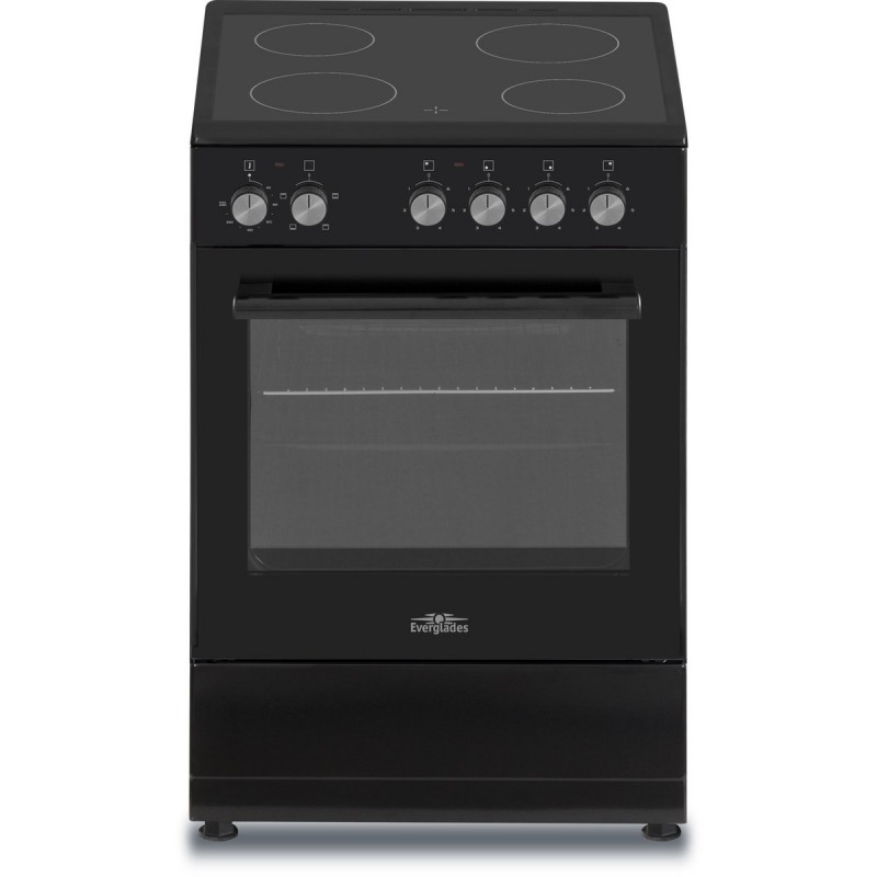 Everglades EVCK5030 - Keramisch Fornuis - Zwart - 50CM - 48 Liter - 2 Fasen