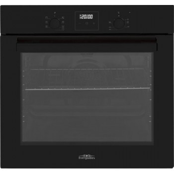 Everglades EVBi4601 - Inbouwoven - Zwart Glas - 60 Liter - Hete Lucht - Digitale Timer - "Pop Up" knoppen - A Klasse 