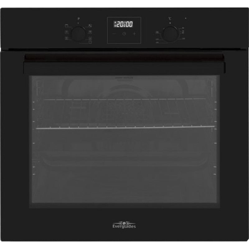 Everglades EVBi4601 - Inbouwoven - Zwart Glas - 60 Liter - Hete Lucht - Digitale Timer - "Pop Up" knoppen - A Klasse 